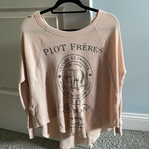 We the free pink elephant waffle long sleeve